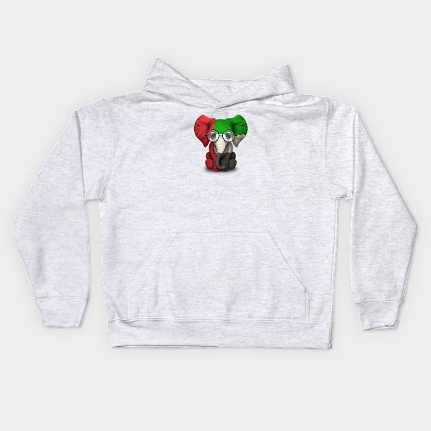 Baby Elephant with Glasses and UAE Flag Kids Hoodie by jeffbartels